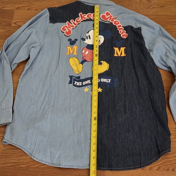 Disney Our Universe Shirt Men's XXL Blue Mickey Mouse Western Denim Chambray - Picture 11 of 12